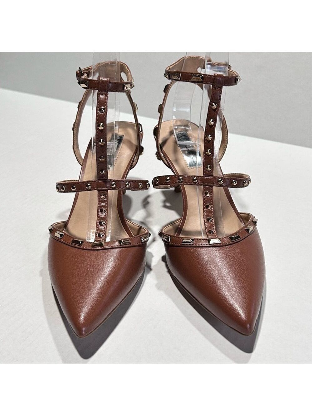INC International Concepts Tan Studded Ankle Strap Pumps Size 9 - Picture 3 of 11
